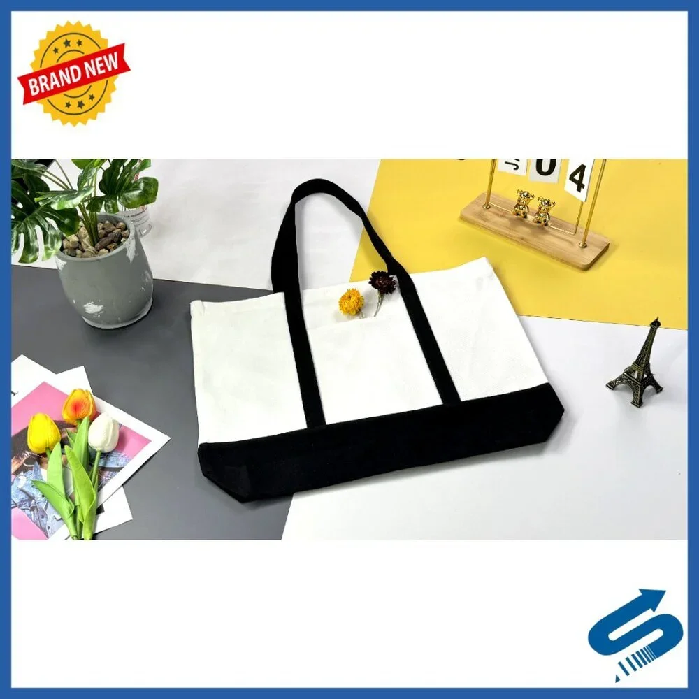 Large Canvas Tote Bag with Zipper and Side Pockets Stylish Versatile Daily
